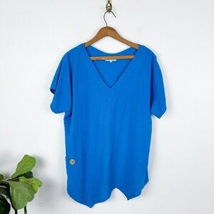 Anthony's Resort Wear Blue Lagenlook Tunic Top Sz L